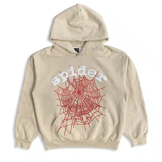 Sp5der Logo Hoodie Cream