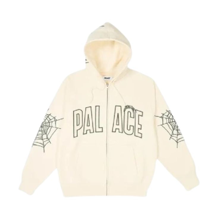 Sp5der Zip Hoodie Soft White Palace Logo