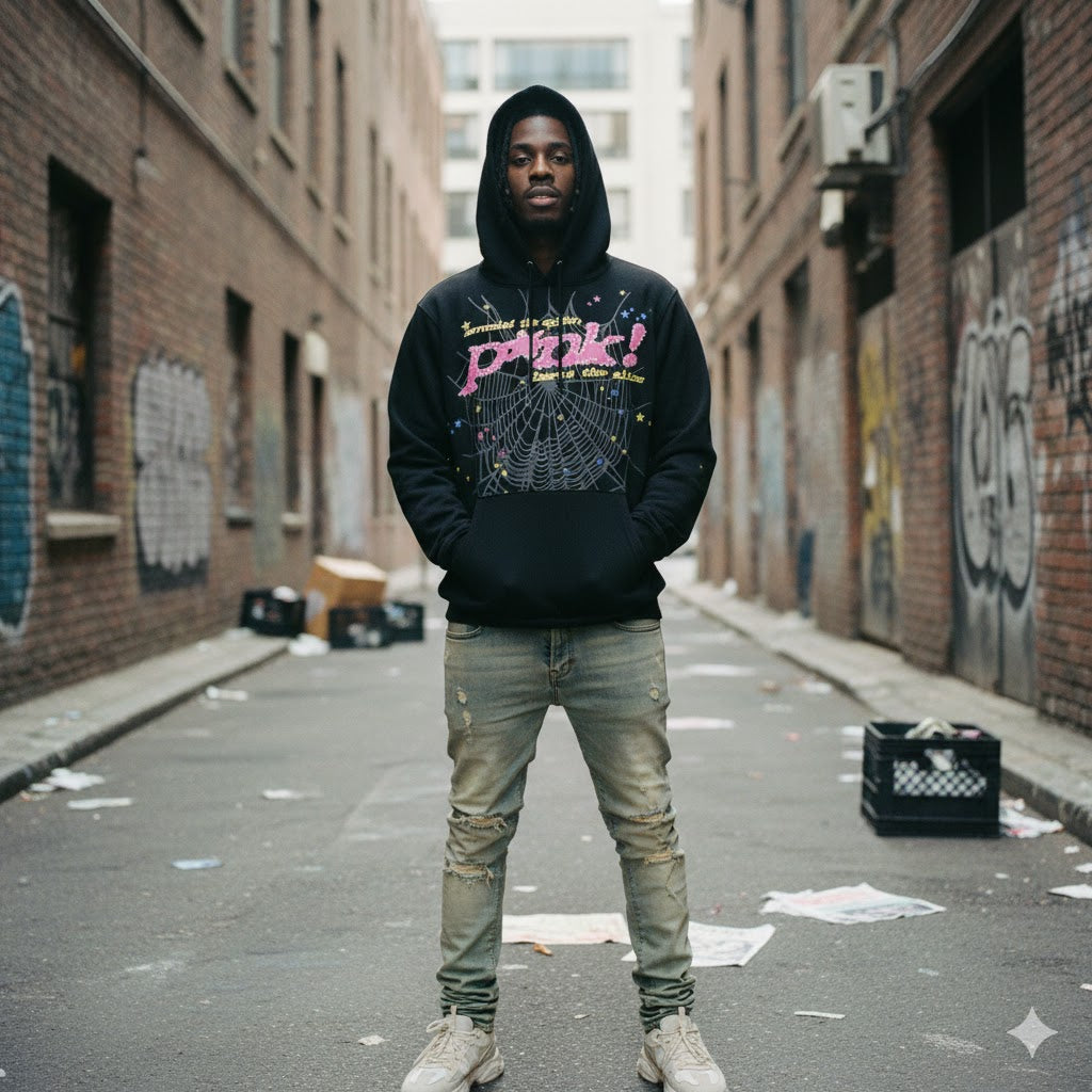 Pink Sp5der Hoodie Logo