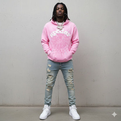 Sp5der OG Web Hoodie Pink