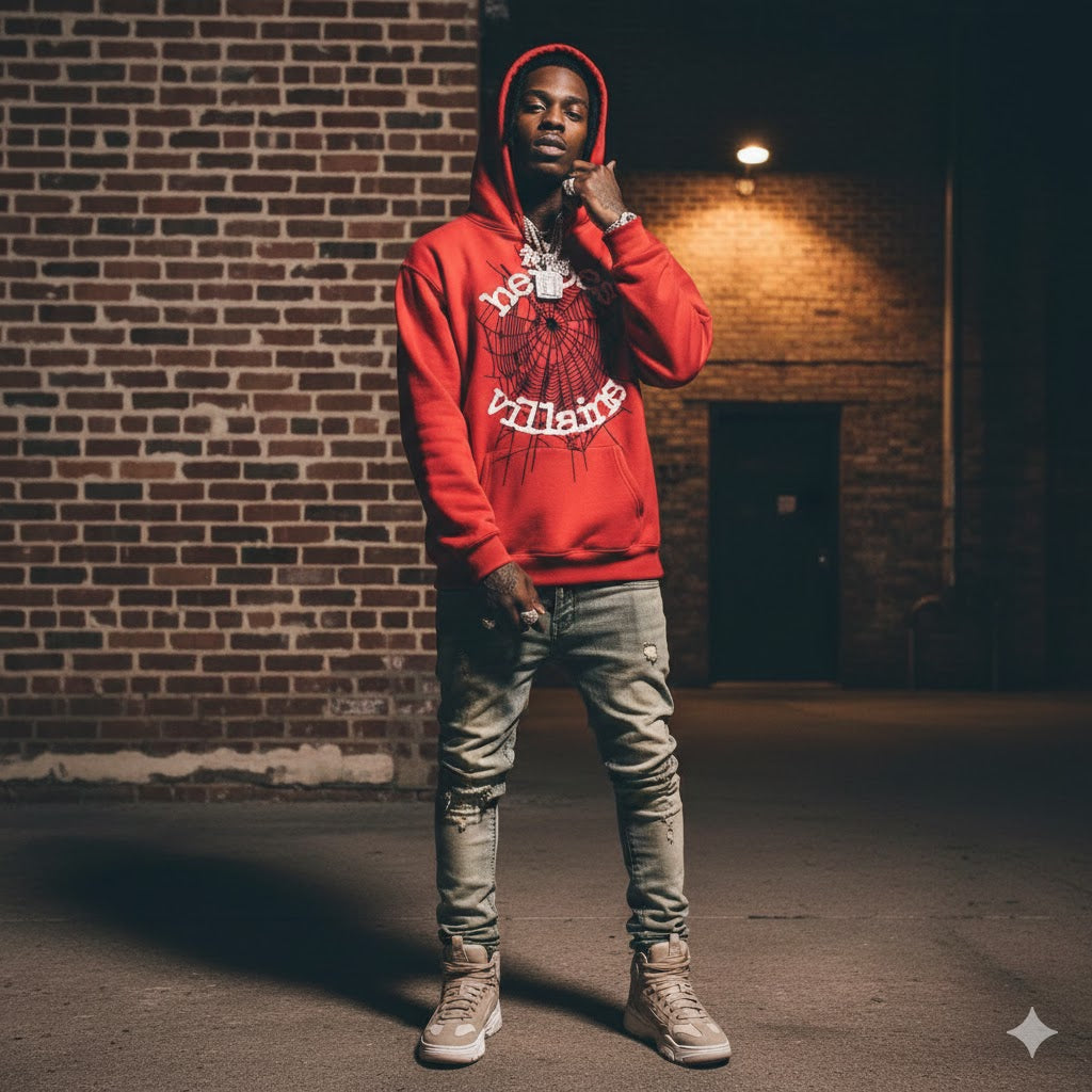 Heroes and Villains Spider Hoodie Red