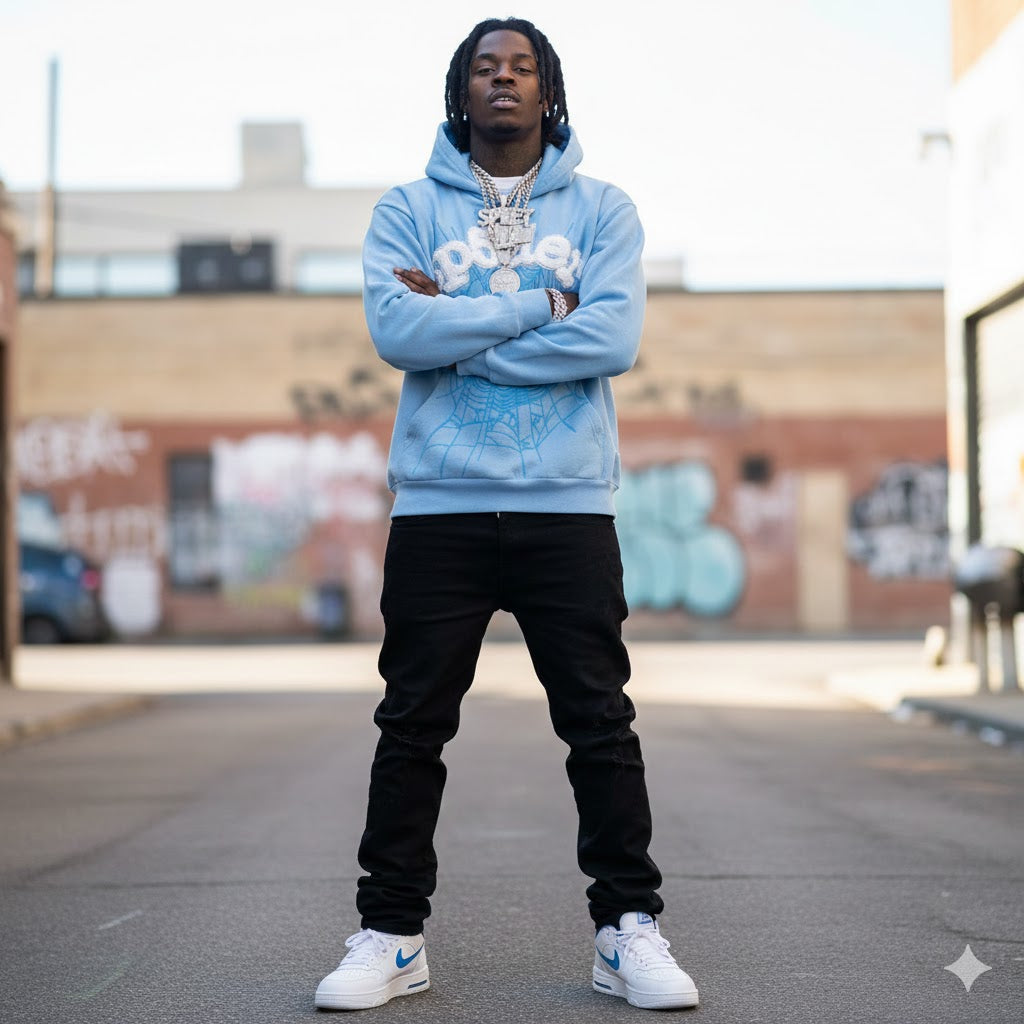 Sp5der Web Hoodie Sky Blue