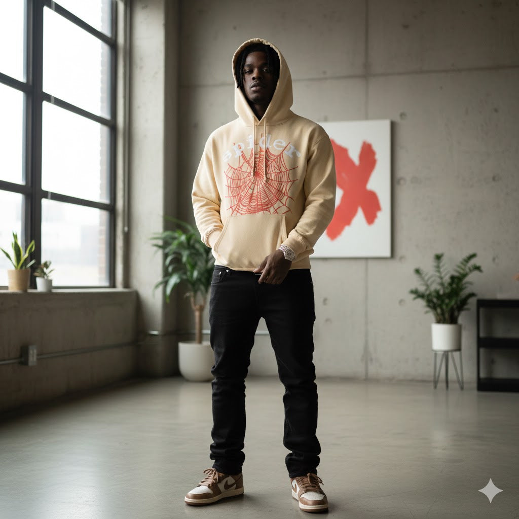 Spider Hoodie Stylish-Peach